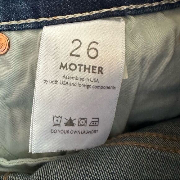 MOTHER The Insider Ankle Fray Button Fly Jeans Beyond the sky Size 26 - Picture 9 of 13